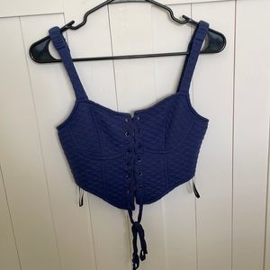 Blue cropped Bustier top